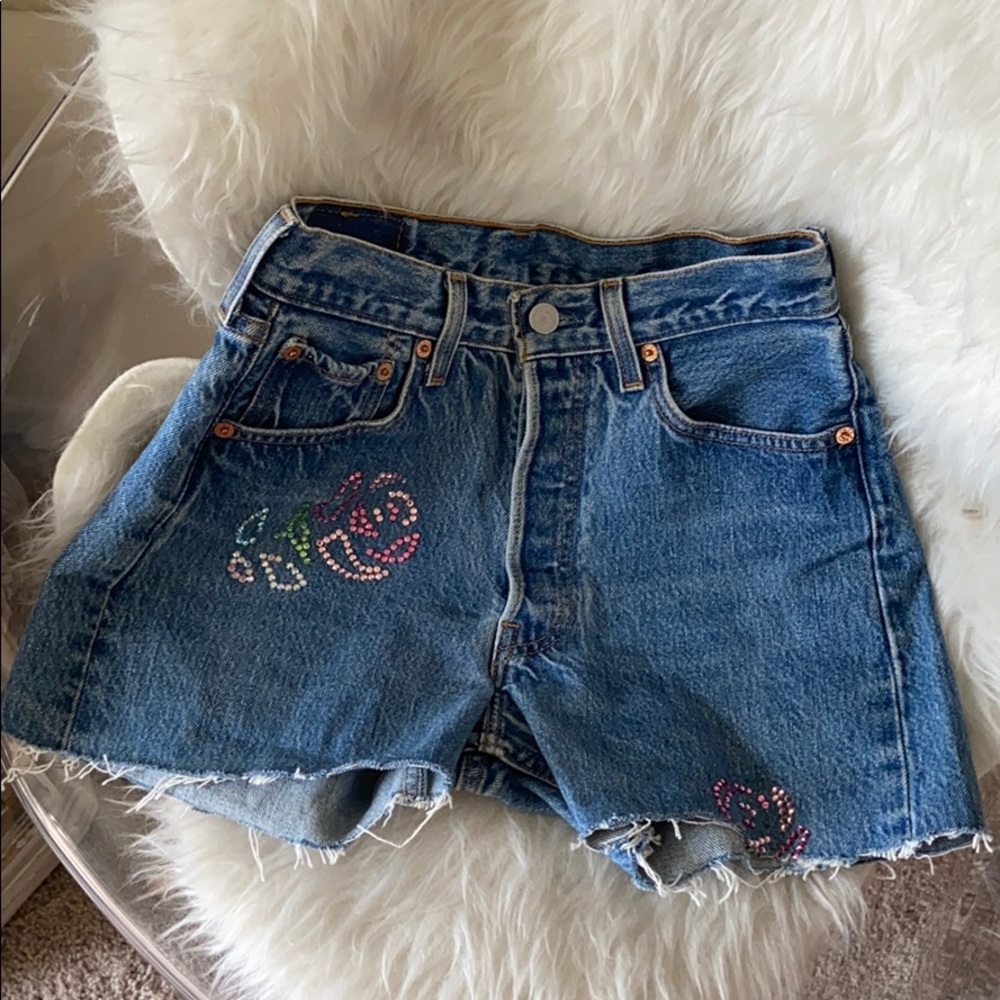 Vintage High Waisted Rhinestone Levi Shorts